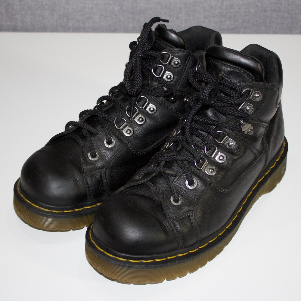 Vintage Dr Martens 10962 Black Leather Punk Grunge Hiker Boots M10 W11 EU43